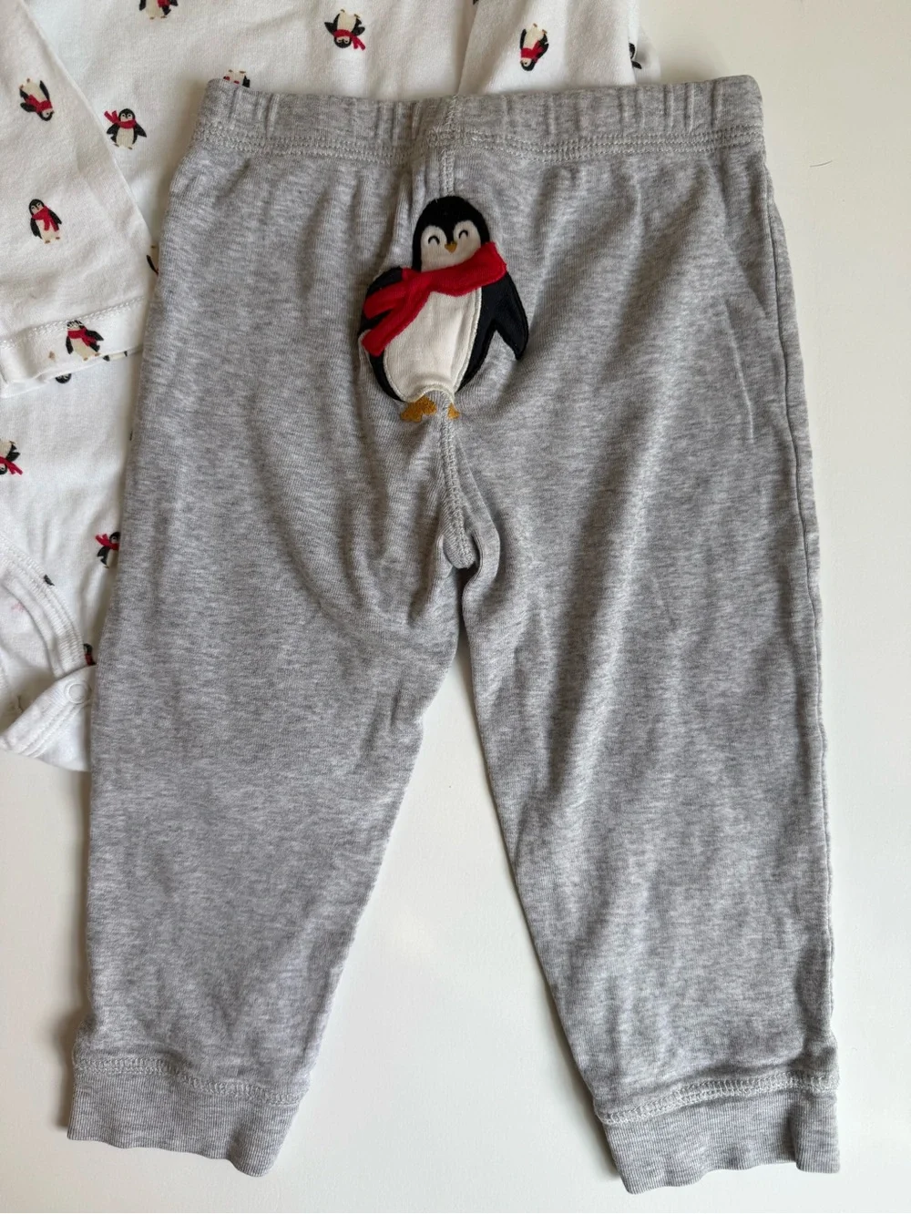 3/$15 | Carter's White, Gray & Red Penguin Two-Piece Matching Set